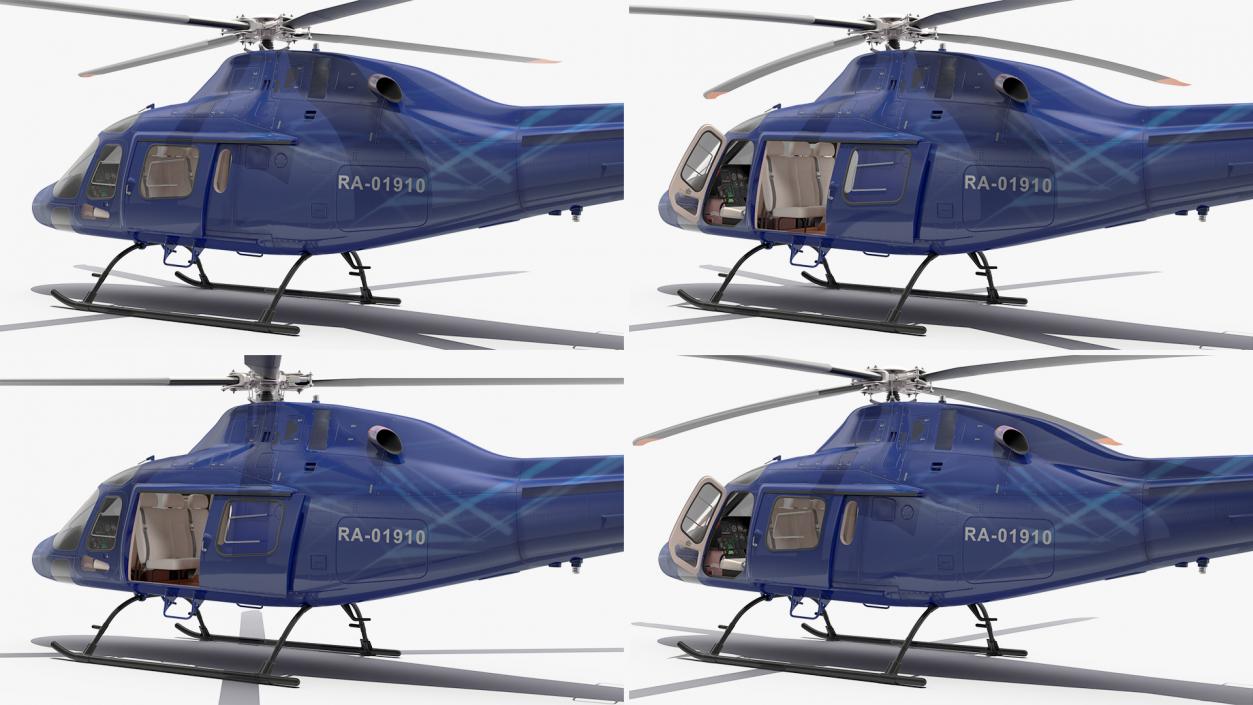 Leonardo AgustaWestland AW119 Helicopter Blue Rigged 3D