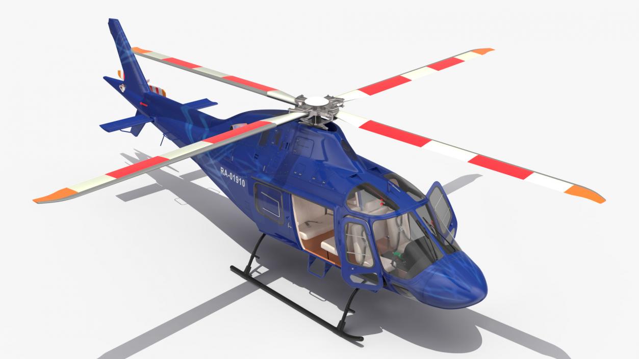 Leonardo AgustaWestland AW119 Helicopter Blue Rigged 3D