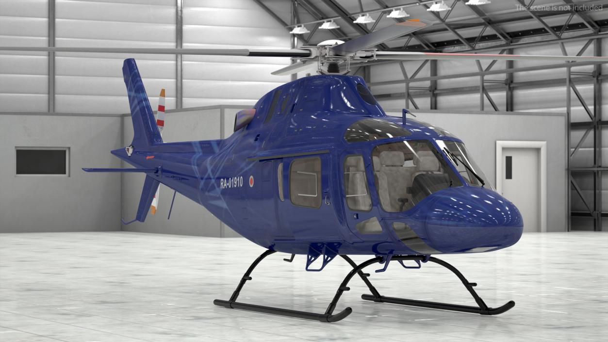 Leonardo AgustaWestland AW119 Helicopter Blue Rigged 3D