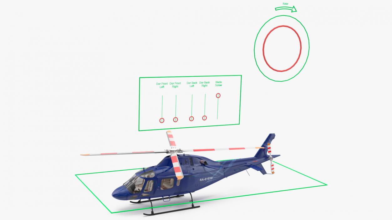 Leonardo AgustaWestland AW119 Helicopter Blue Rigged 3D