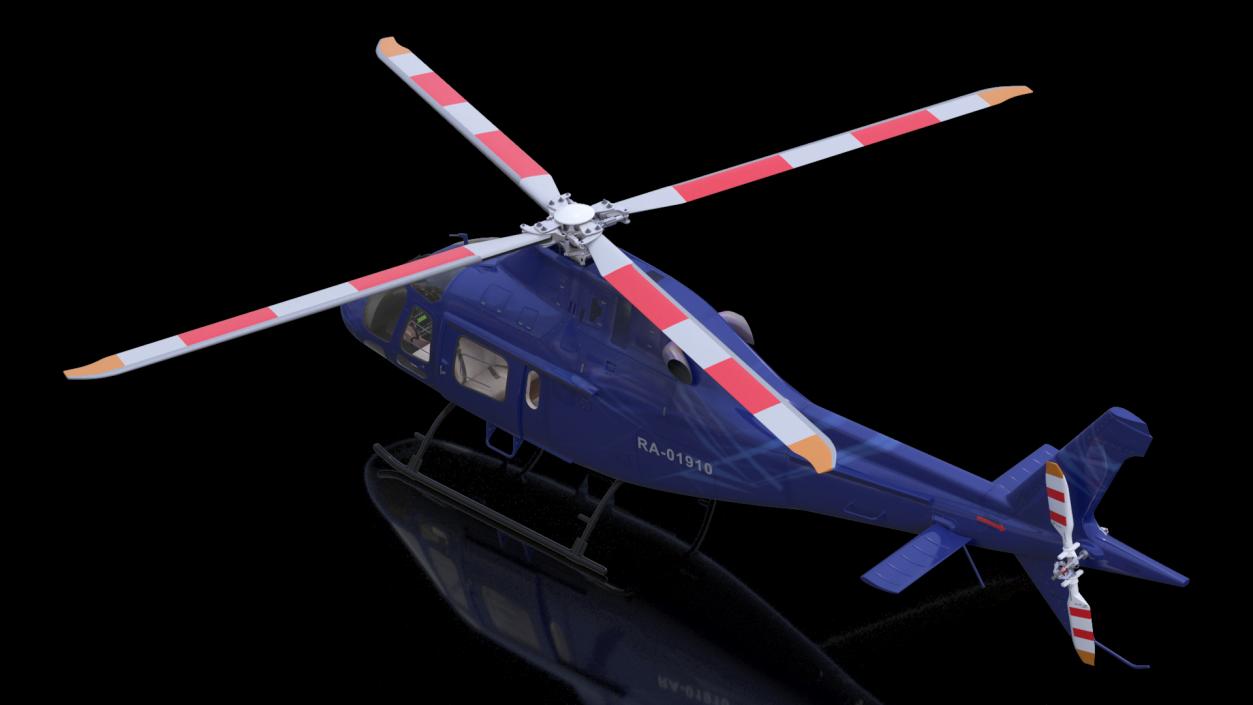 Leonardo AgustaWestland AW119 Helicopter Blue Rigged 3D