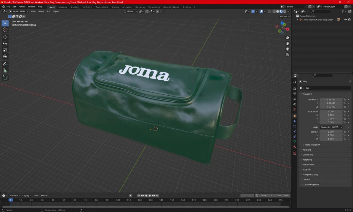 Joma Workout Shoe Bag Green 3D