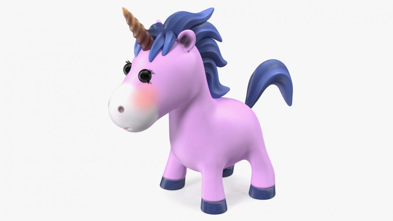 3D Pink Cartoon Unicorn Neutral Pose model