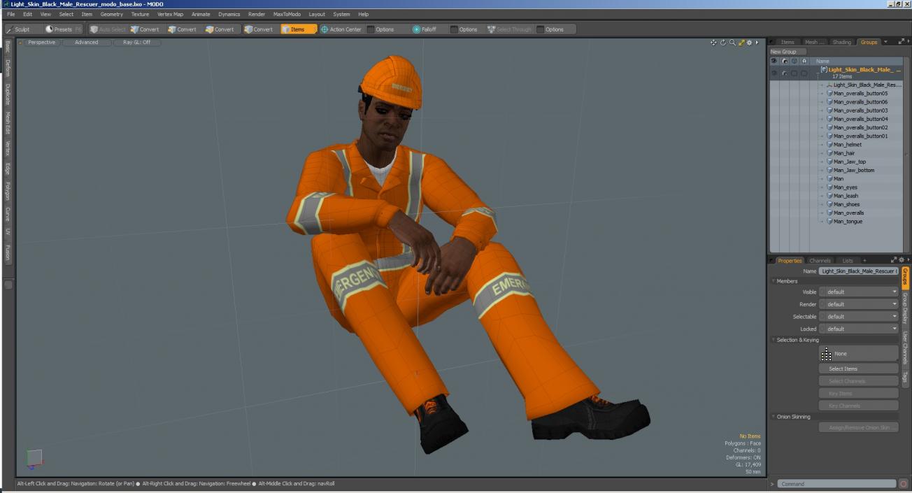 Light Skin Black Male Rescuer 3D model