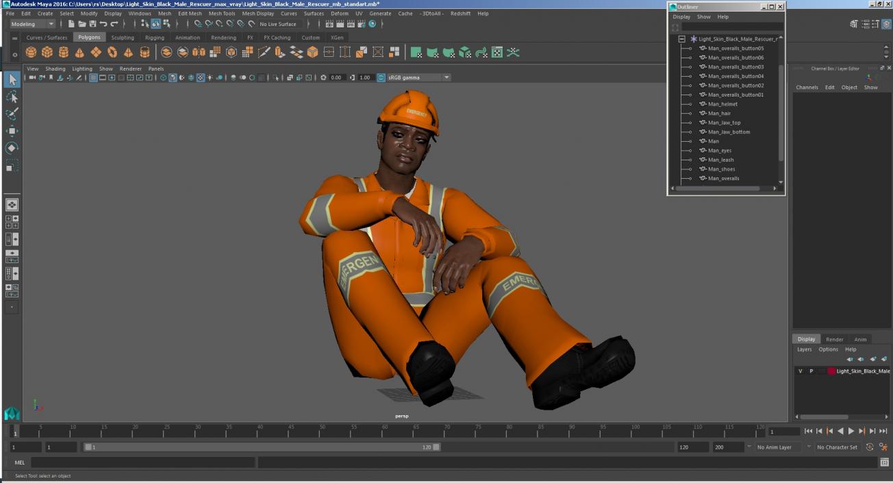 Light Skin Black Male Rescuer 3D model