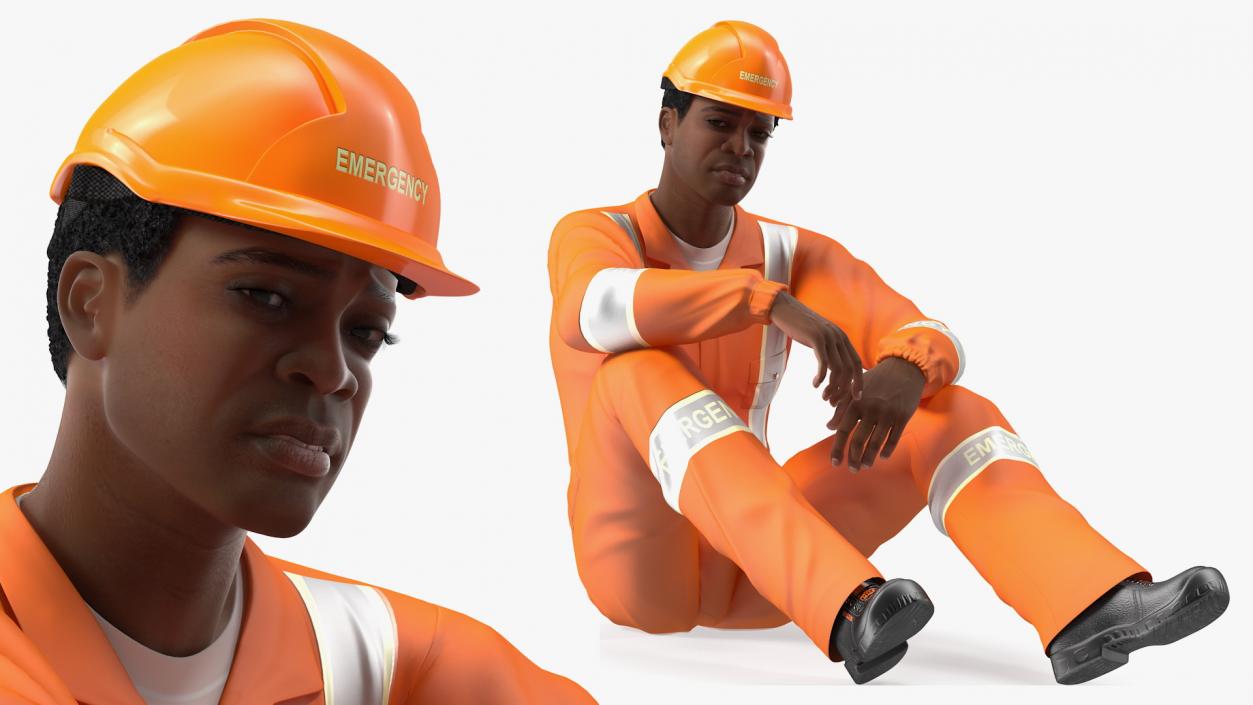 Light Skin Black Male Rescuer 3D model