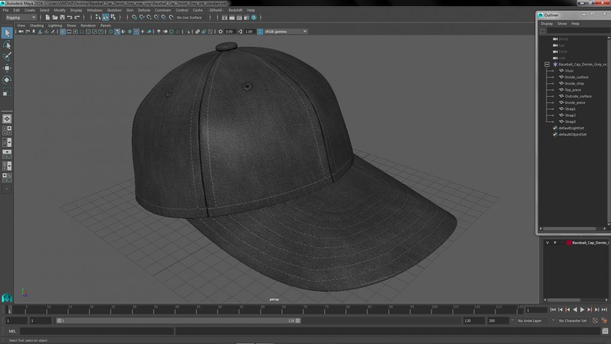 3D Baseball Cap Denim Grey(1)