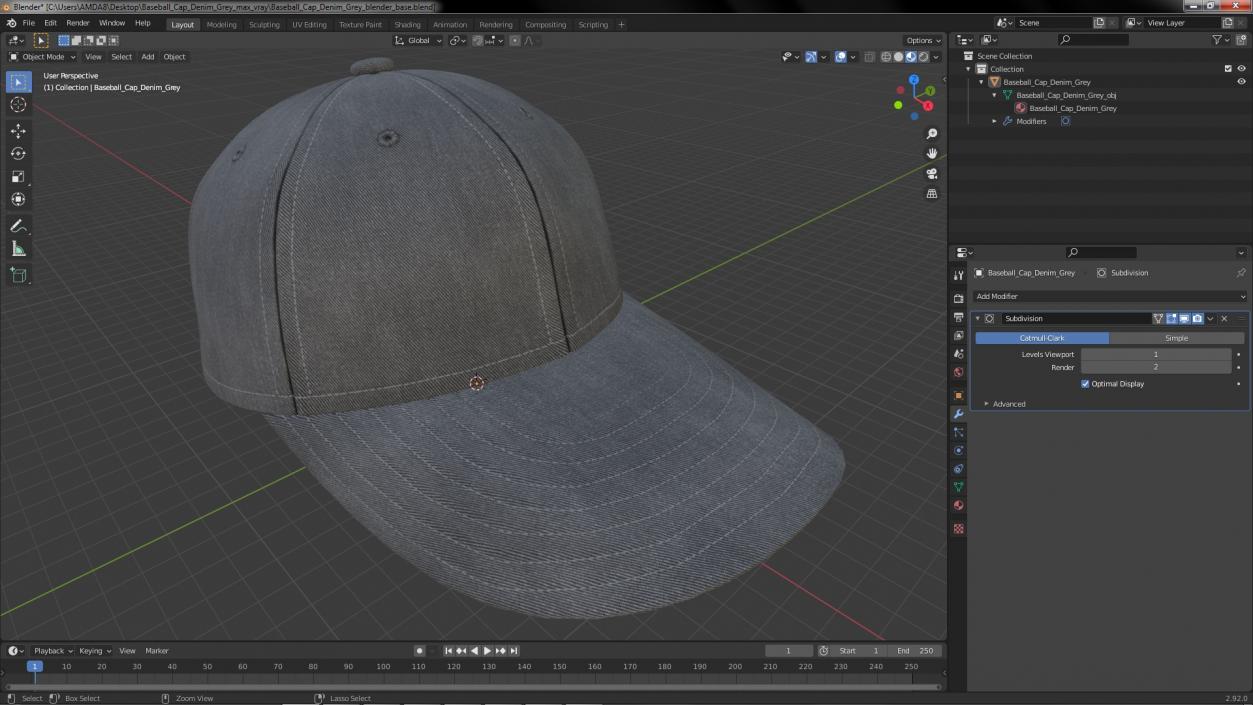 3D Baseball Cap Denim Grey(1)