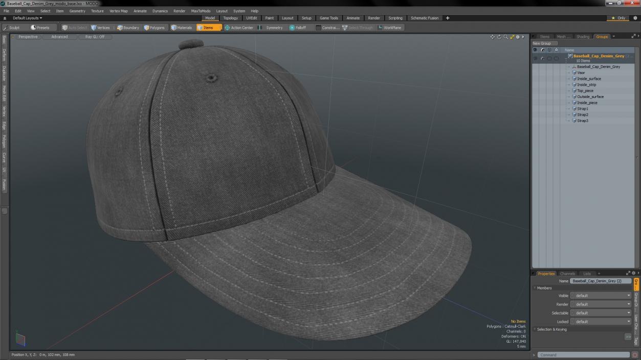 3D Baseball Cap Denim Grey(1)