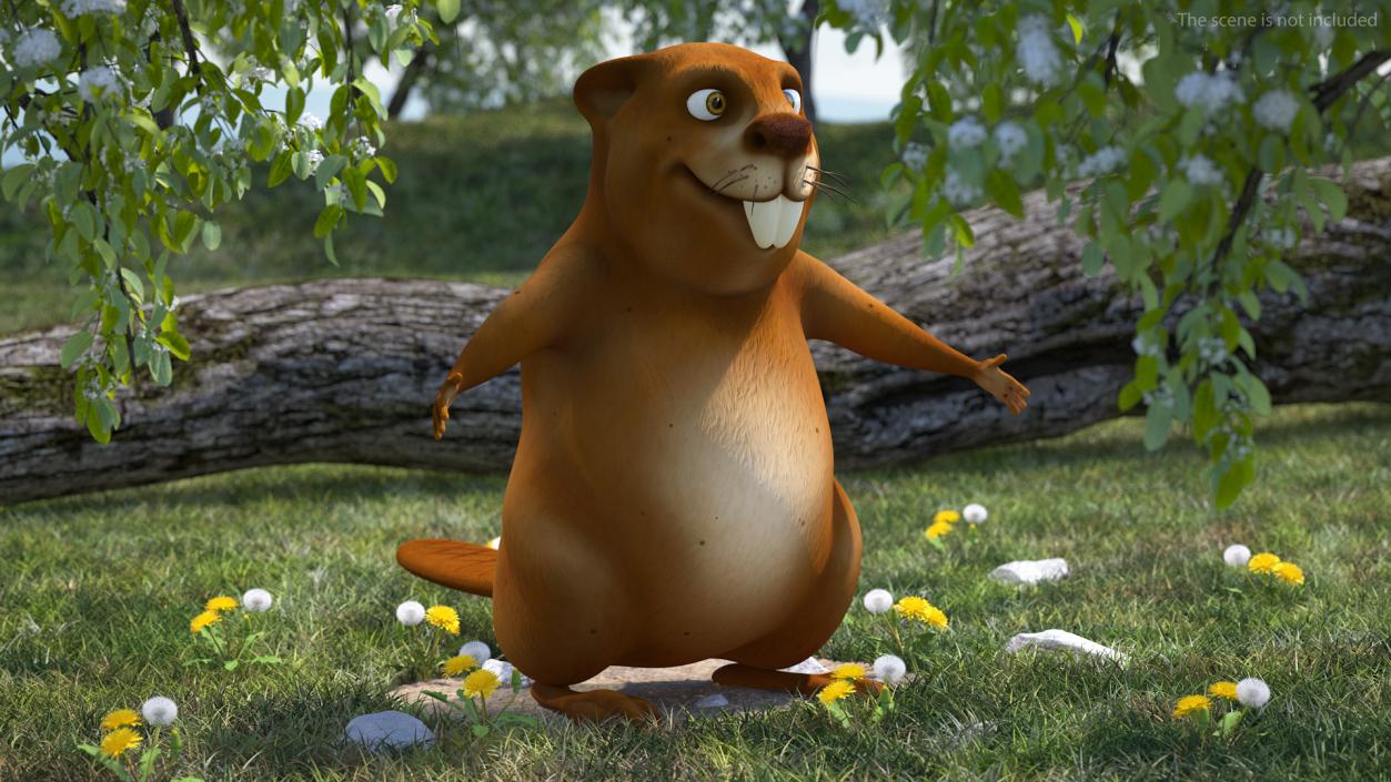 Cartoon Beaver Neutral Pose 3D