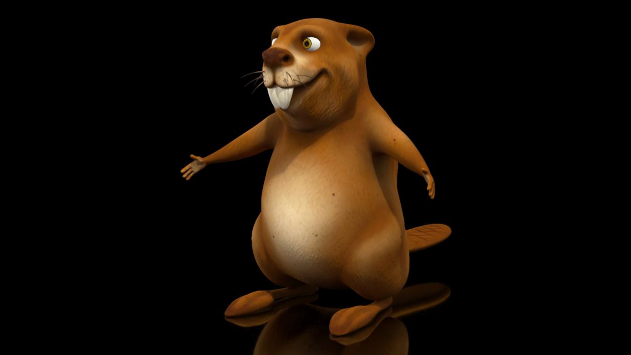 Cartoon Beaver Neutral Pose 3D