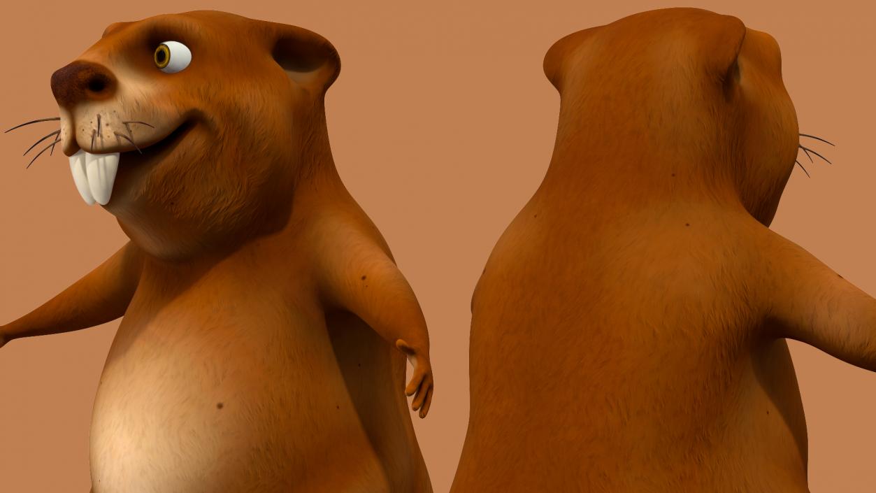 Cartoon Beaver Neutral Pose 3D