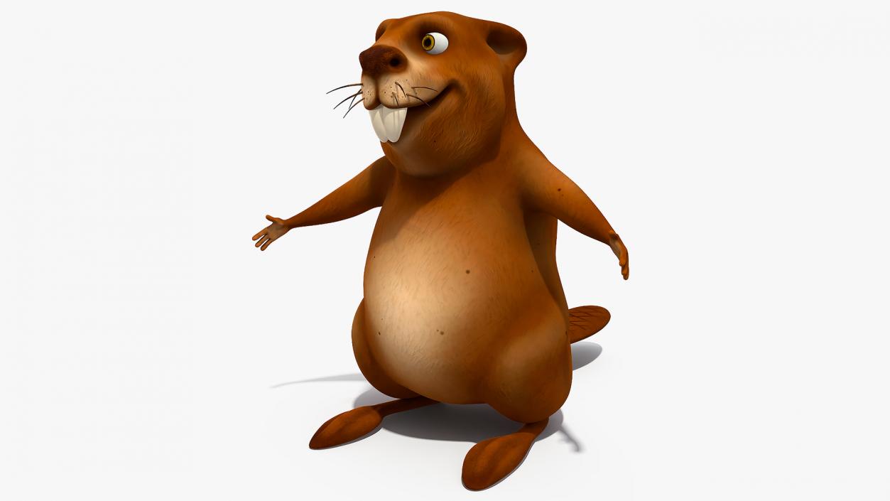 Cartoon Beaver Neutral Pose 3D