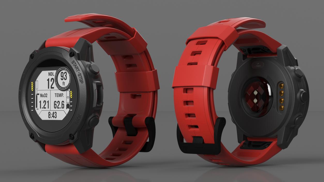 3D model Sport Smartwatch Red Band