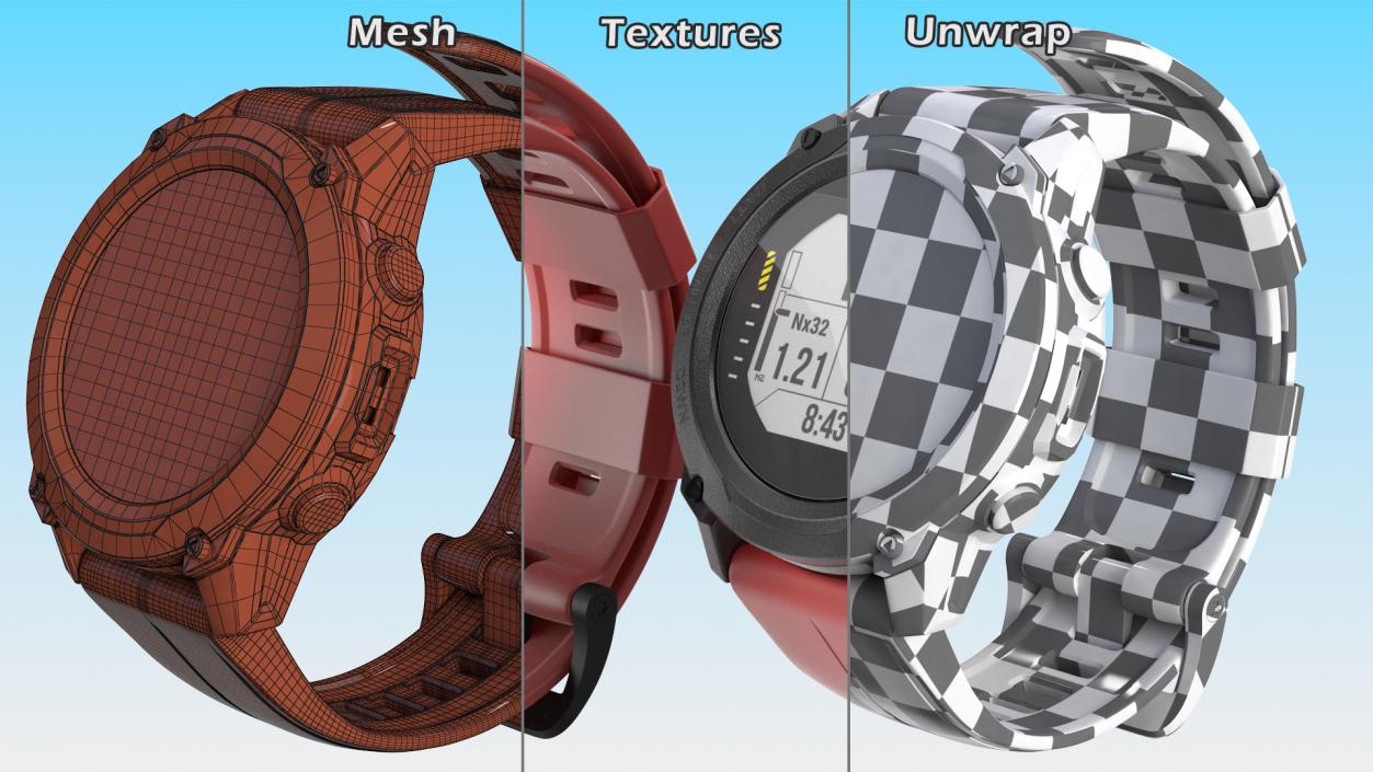 3D model Sport Smartwatch Red Band