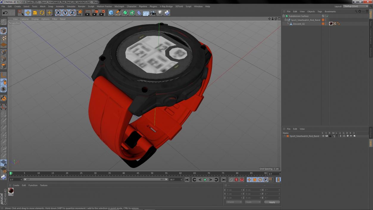 3D model Sport Smartwatch Red Band