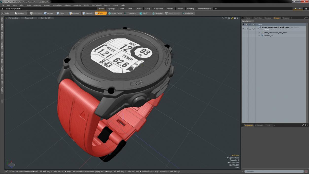 3D model Sport Smartwatch Red Band