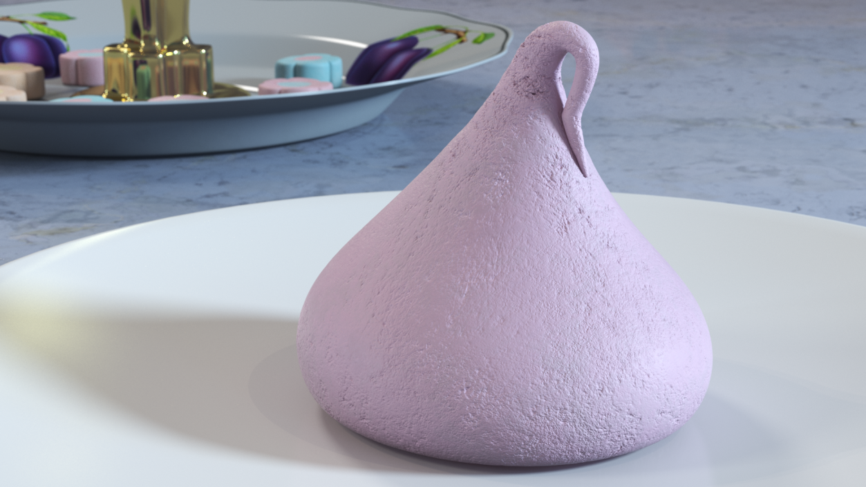 Smooth Meringue Drop Cookie Pink 3D