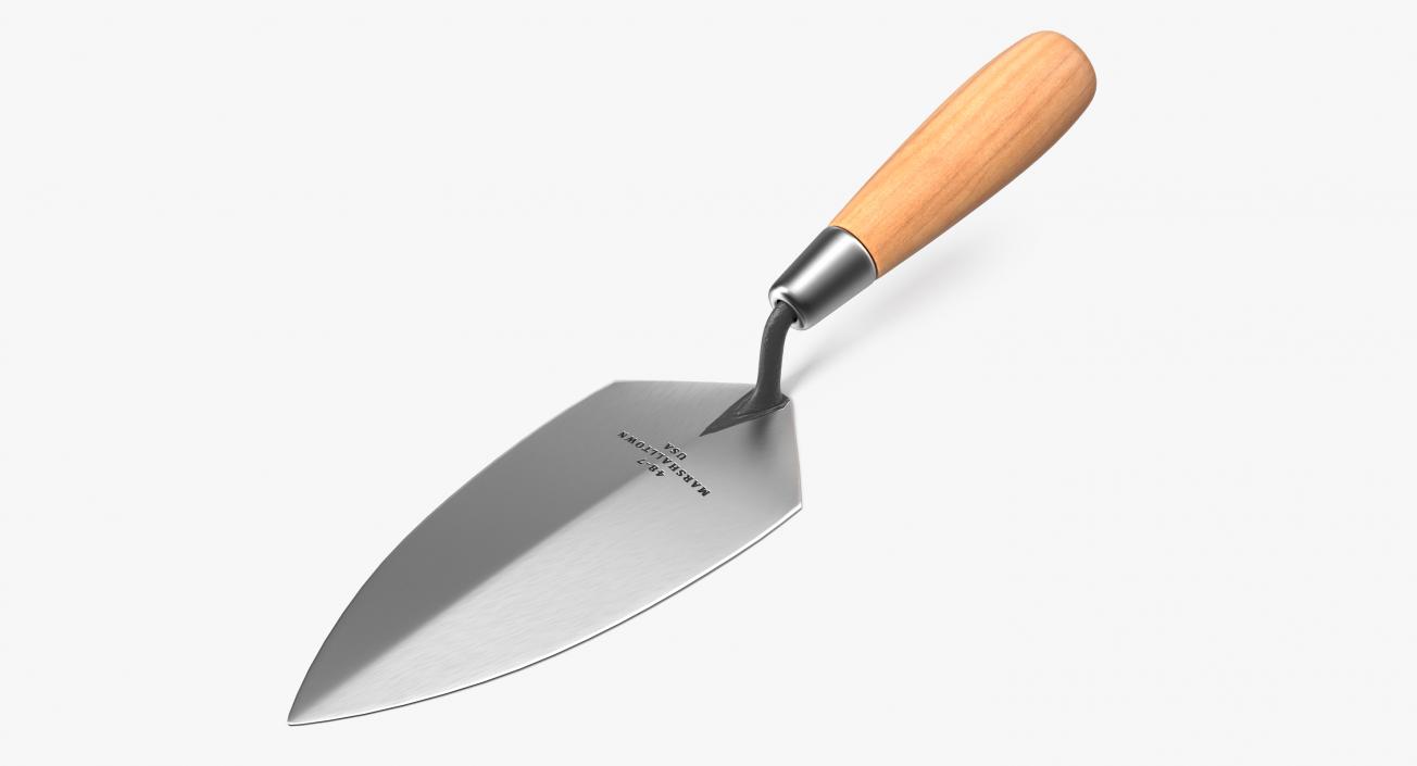 Brick Trowel with Wood Handle 3D model