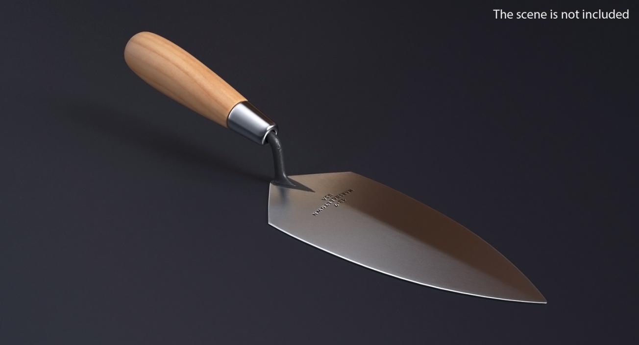 Brick Trowel with Wood Handle 3D model