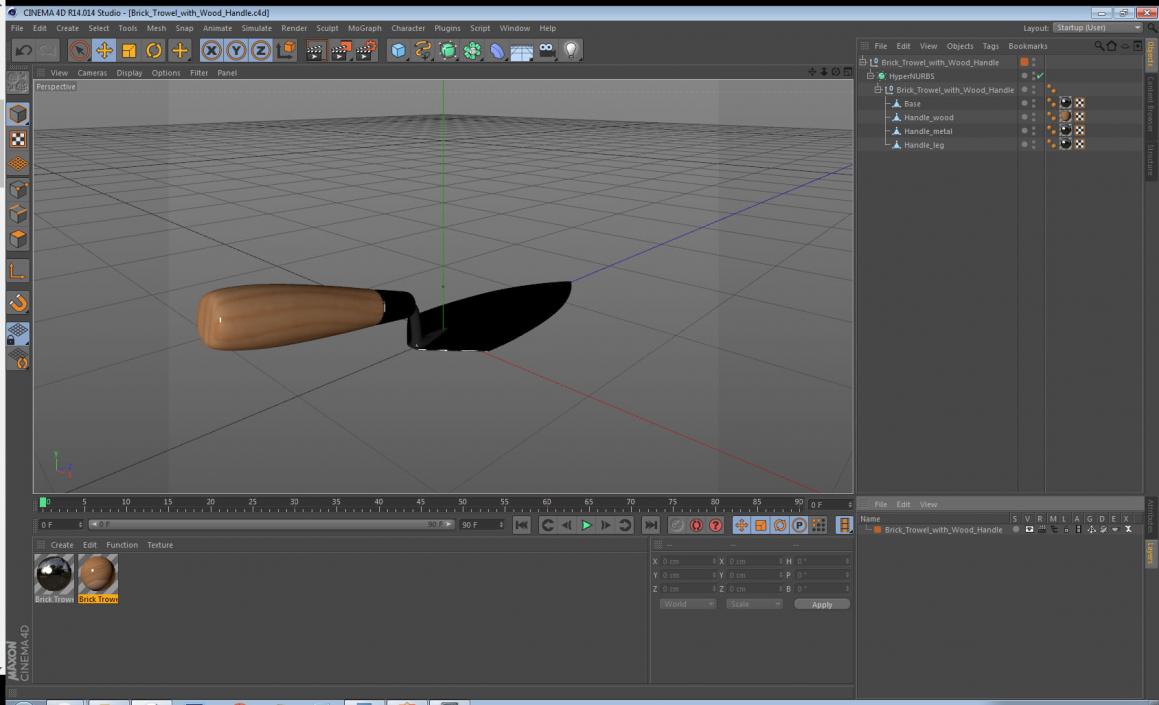 Brick Trowel with Wood Handle 3D model