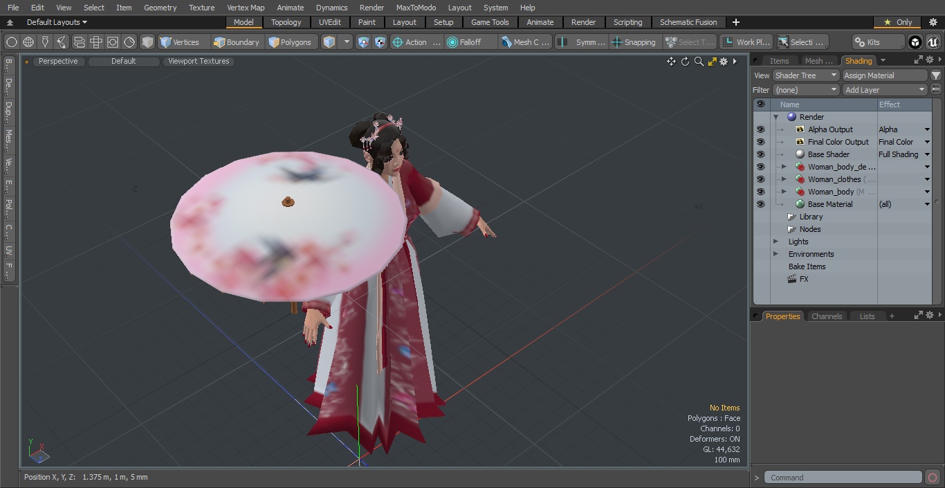 3D Chinese Woman in Traditional Clothes A-pose model