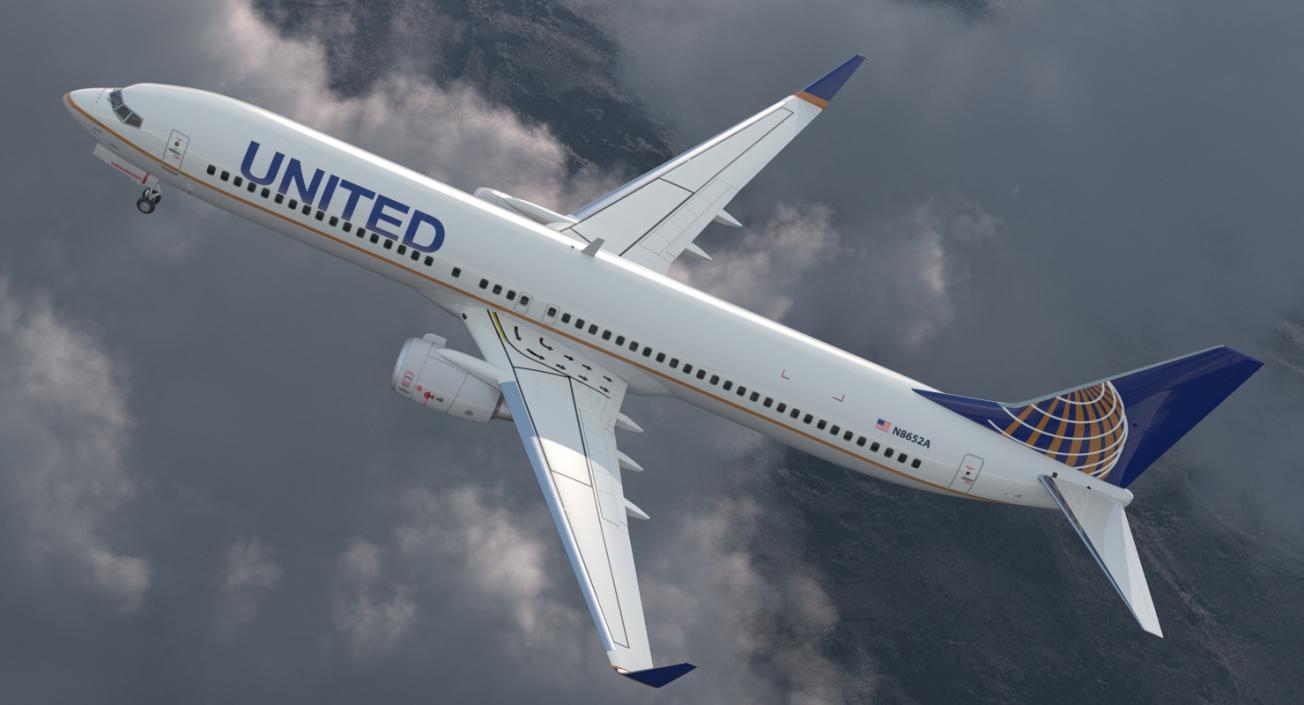 Boeing 737-900 ER United Airlines with Cabin 3D model