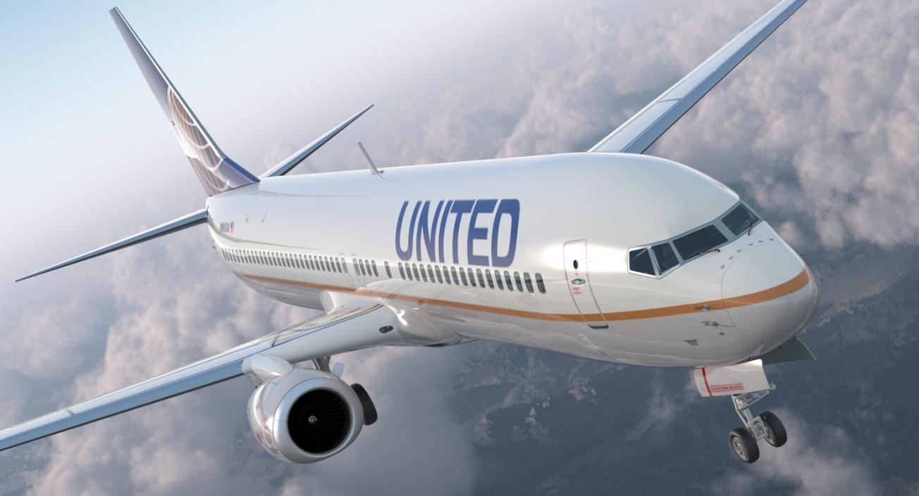 Boeing 737-900 ER United Airlines with Cabin 3D model