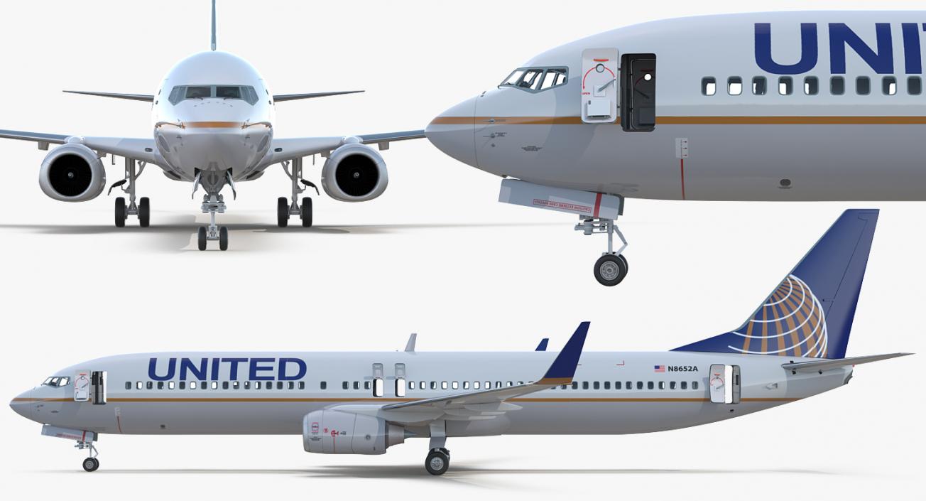 Boeing 737-900 ER United Airlines with Cabin 3D model