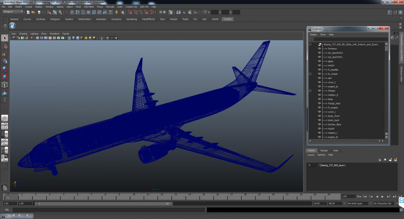 Boeing 737-900 ER United Airlines with Cabin 3D model