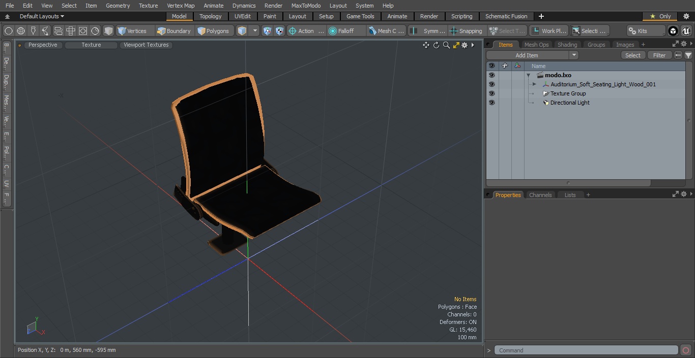 Auditorium Soft Seating Light Wood 3D model