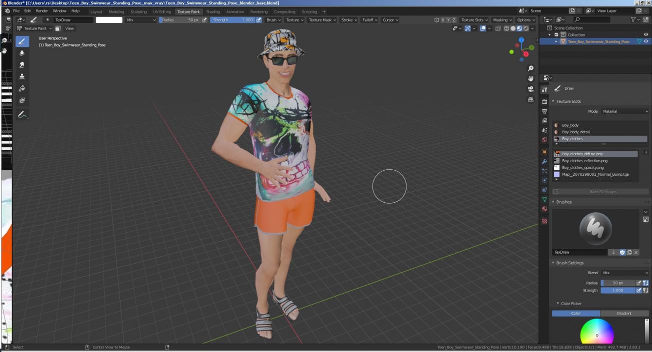 3D Teen Boy Swimwear Standing Pose