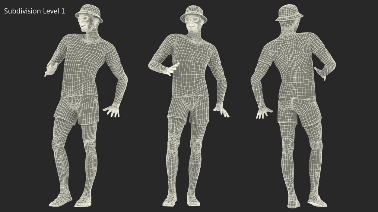 3D Teen Boy Swimwear Standing Pose