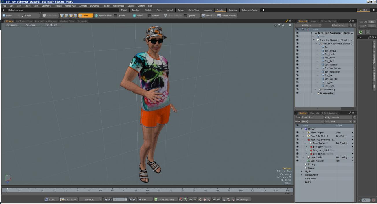 3D Teen Boy Swimwear Standing Pose