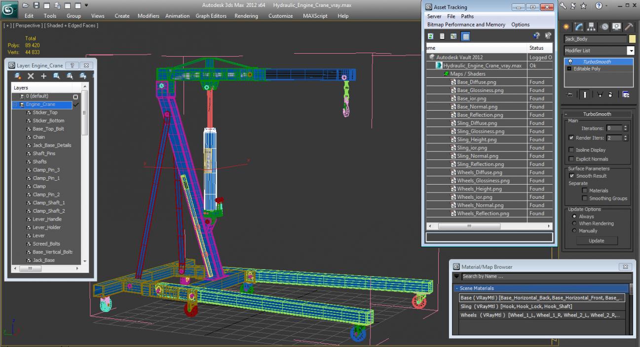 Hydraulic Engine Crane 3D