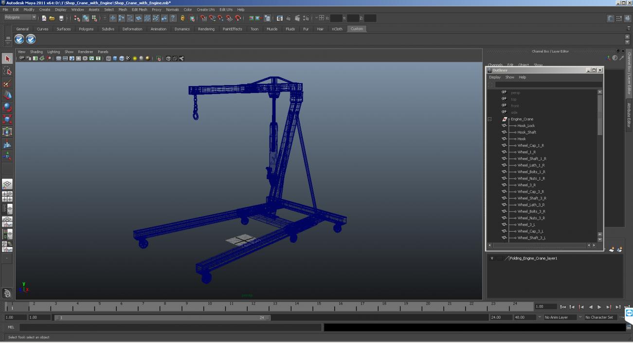 Hydraulic Engine Crane 3D