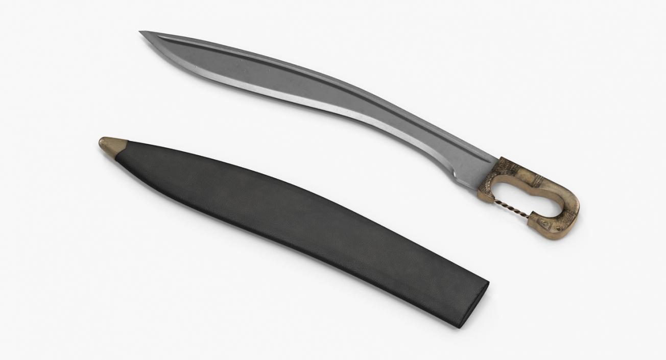 3D Greek Sword Falcata with Sheath