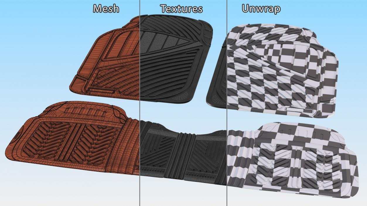 3D model Motor Trend All-Season Rubber Car Mats Rigged