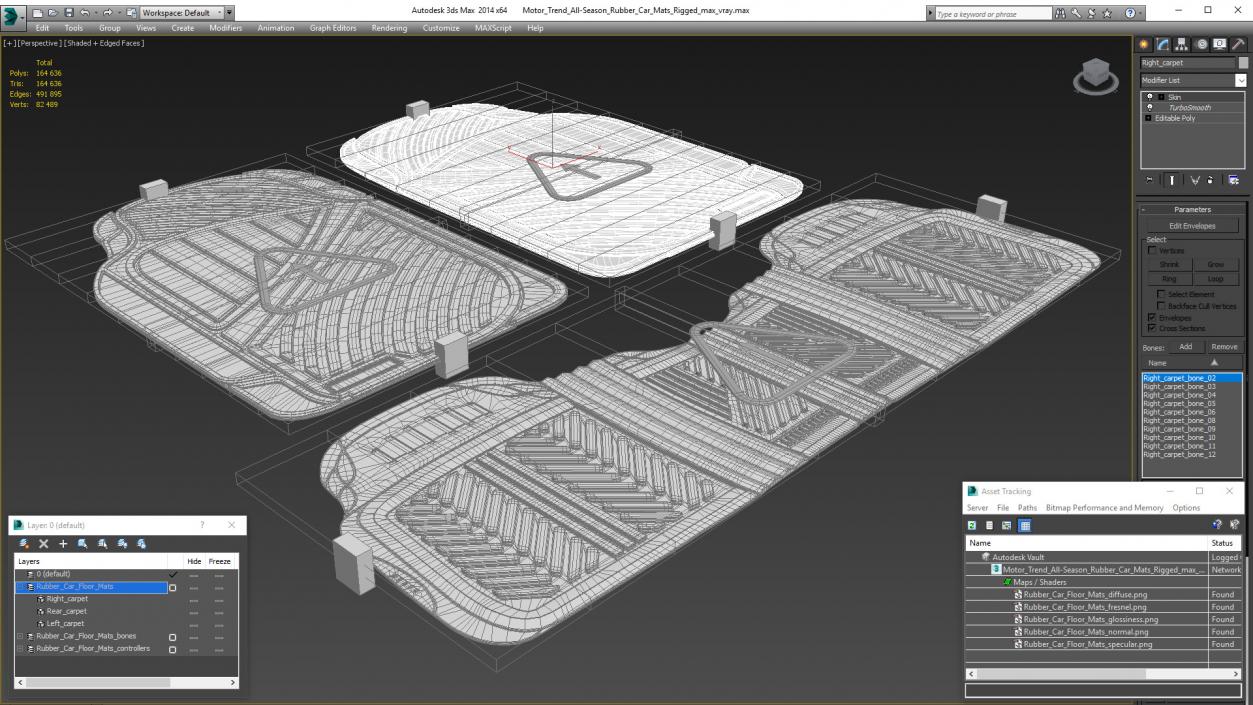 3D model Motor Trend All-Season Rubber Car Mats Rigged