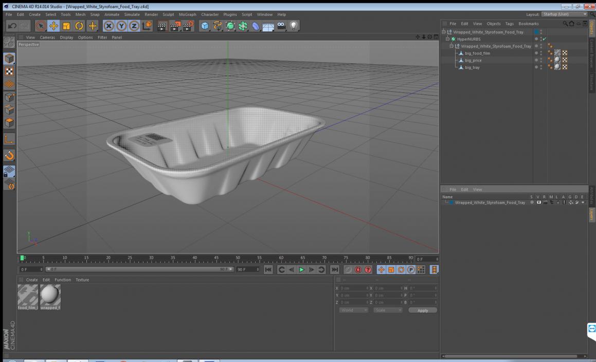 3D Wrapped White Styrofoam Food Tray model