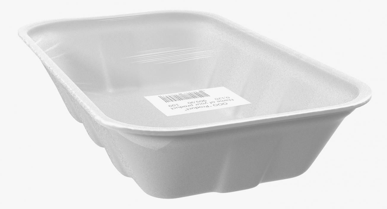 3D Wrapped White Styrofoam Food Tray model