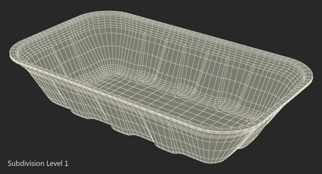 3D Wrapped White Styrofoam Food Tray model