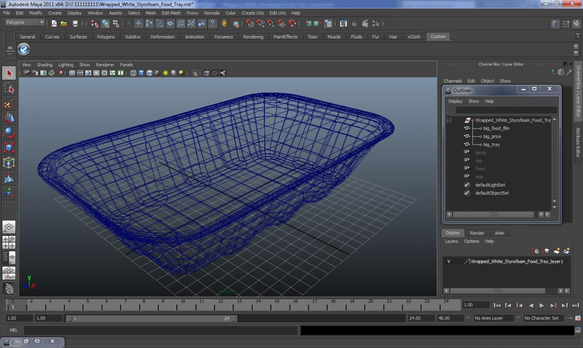 3D Wrapped White Styrofoam Food Tray model