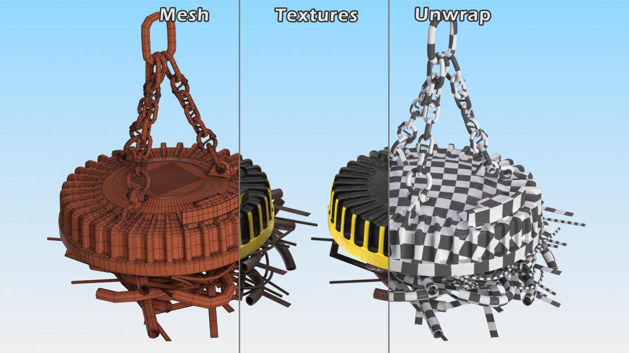 Lifting Industrial Electromagnet With Scrap Metal 3D model