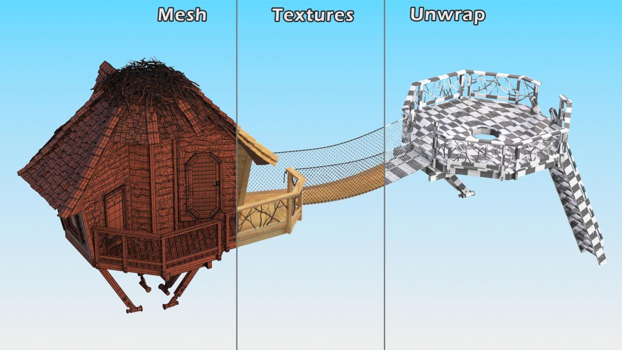 3D Wooden Tree House Large model