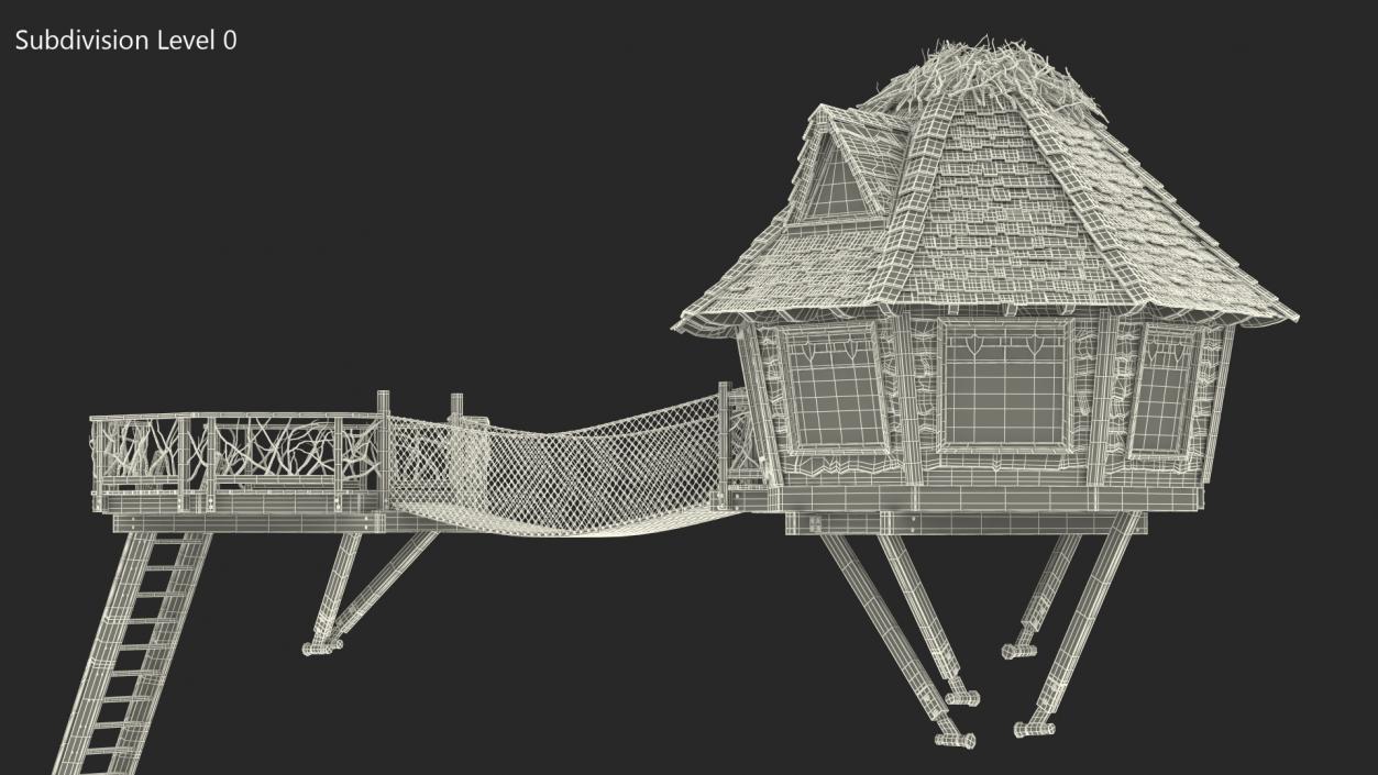 3D Wooden Tree House Large model