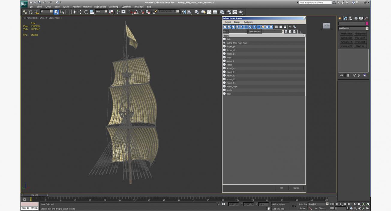 Sailing Ship Main Mast 3D