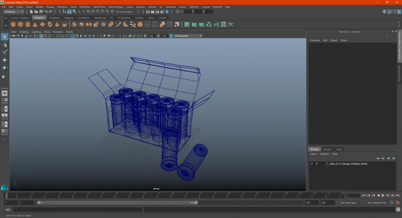 3D model Box of 12 Gauge Shotgun Shells