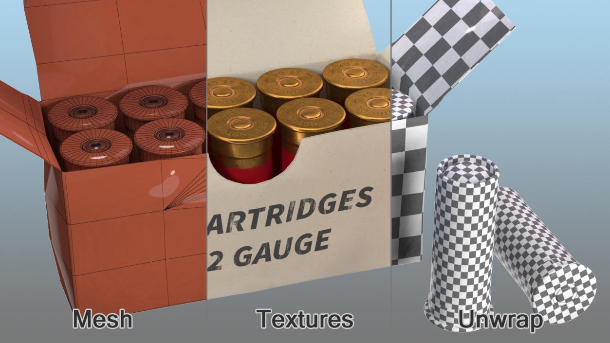 3D model Box of 12 Gauge Shotgun Shells