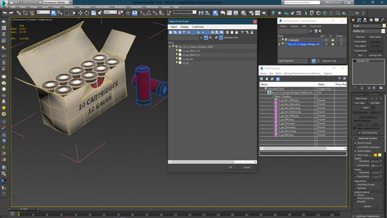 3D model Box of 12 Gauge Shotgun Shells